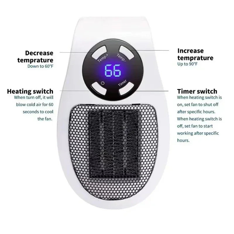 Calefactor Eléctrico de Pared 350W con Mando a Distancia - Calefactor Portátil de Montaje en Pared, Calefacción Conveniente para Habitación en Invierno