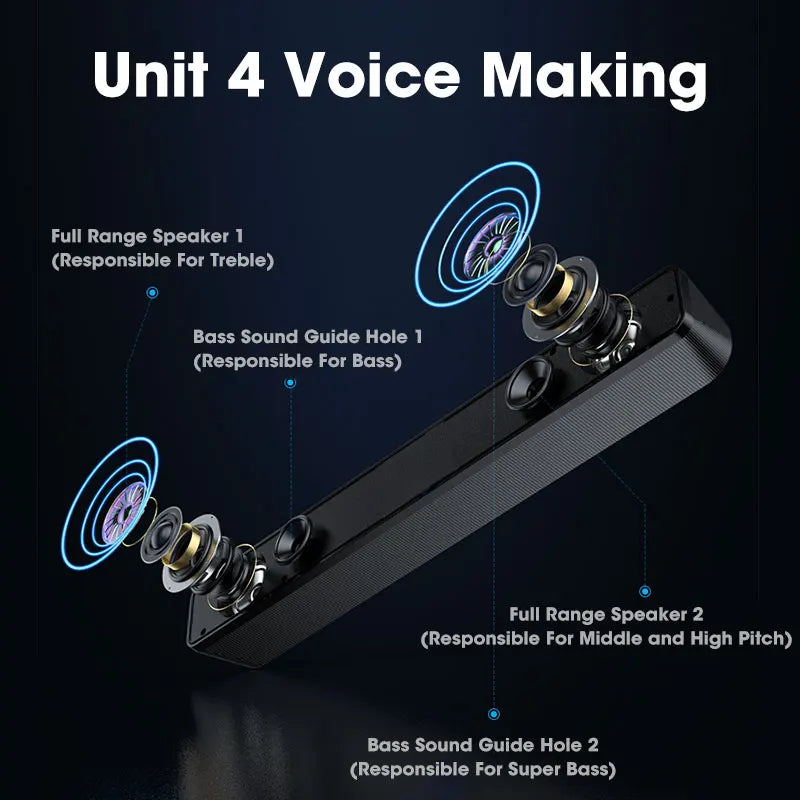 NOCCLILI: altavoces Bluetooth 4D Surround, barra de sonido para ordenador y televisor.